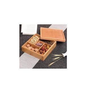 Plateau de fruits secs en bois Plateau de fruits secs en bois de mangue avec couvercle en bois pour usage domestique dans la cuisine - Product Image 1