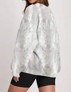 Custom Embroidered Streetwear Soft 100% Cotton <b>Crewneck</b> Pullover <b>Sweater</b> Jumper Fleece Oversized Women Mockneck Sweatshirt - Product Image 2