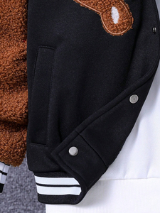 Vestes d'université pour hommes de grande taille vestes d'université en gros vestes d'université patché d'ours veste d'université Letterman unie avec logo personnalisé - Product Image 5