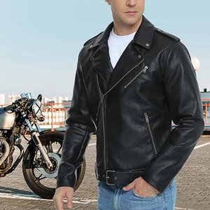 Automne Hiver Plus 8XL Hommes Moto Biker Veste Vintage Style Lavé Technics Avant Logo Stand Fermeture À Glissière-Vente En Gros - Product Image 3