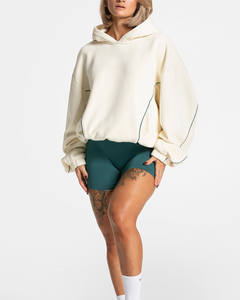 Sudadera con Capucha Extra Grande de Alta Calidad con Contraste de Líneas y Ribete, Sudadera con Capucha para Mujer, Transpirable, de Algodón y Felpa, Estilo Urbano - Product Image 3