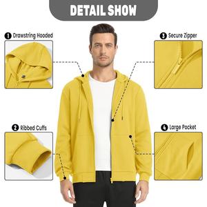 เสื้อฮู้ดมีซิปสำหรับผู้ชายโอเวอร์ไซส์ผ้าคอตตอน100% 450gsm ไซส์ลำลอง - Product Image 6