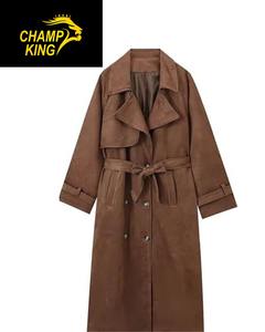 Manteaux longs en cuir pour femmes de haute qualité, hiver, cuir luxueux, boutons, fermeture éclair - Product Image 4