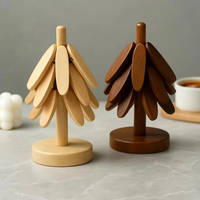 Ensemble de dessous-de-plat et sous-verres en bois de noyer, napperons naturels et accessoires décoratifs de cuisine résistants à la chaleur
