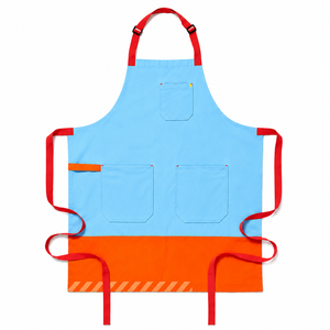 Red Canvas Sleeveless Heavy Duty Reusable Eco-Friendly Bib <b>Apron</b> with 3 Pockets Machine Washable for Cooking Daily Use - Product Image 1