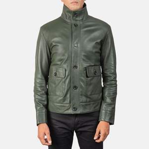 Chaqueta Bomber de Piel de Oveja de Primera Calidad para Hombre con Diseño Ecológico y Botones Frontales con Logotipo - Product Image 4