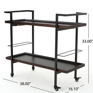Iron Wood Classy Wine bar Cart for Home Catering Hotel Restaurant Kitchen Food <b>Serving</b> <b>Trolley</b> Wine & Glasses Holders Hot Sell - Product Image 3