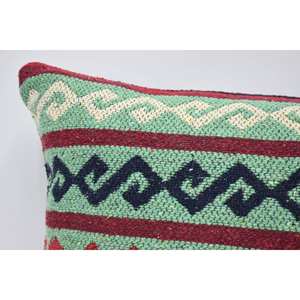Luxury Wool Pillow with Vintage Floral Geometric Tribal Pattern 12x24 Inches <b>Fluffy</b> 18x18 Size for <b>Bedding</b> or Christmas Decor - Product Image 2