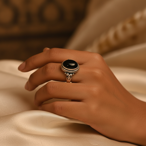 Anillo de Diseño Chapado en Platino y Rodio con Ónice Negro Natural para Mujer - Joyería Fina - Product Image 2