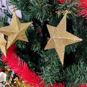 Nouveau décoré étoile forme métal noël suspendu Bronze support de lumière de thé pour salon Patio balcon décoration - Product Image 3
