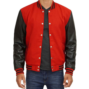 Parches de chenilla de lana para hombre de estilo Vintage Letterman, chaqueta universitaria, Mangas de cuero con cuello levantado, precio de fábrica muy demandado - Product Image 1