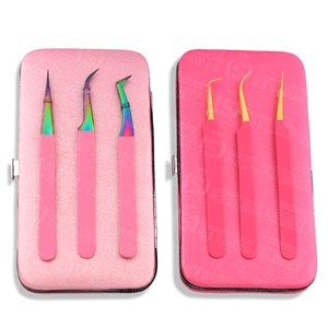 Professional Eyelash Tweezers with Magnetic <b>Case</b> Set Stainless Steel Lash Extension Tools OEM ODM Wholesale - Product Image 5