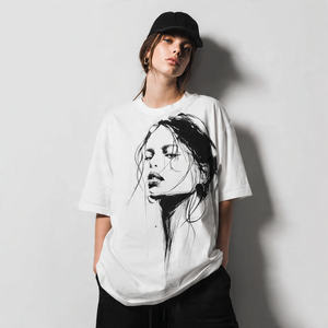 Camiseta de Mujer de Cuello Redondo, Hombros Caídos, Estampada, Talla Grande, 100% Algodón/Poliéster, Ecológica, Sublimación de Verano - Product Image 2