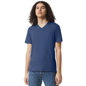 Custom Slim Fit <b>Jersey</b> Crewneck T-Shirt in Beige Print V Neck T-Shirt - Product Image 4