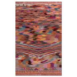 พรมไหมพรมและไหมไผ่ถักมือลายนามธรรม Freedom Manchaha ขนาด 9x12 สีแดงและสีส้ม สำหรับตกแต่งห้องนั่งเล่นที่บ้าน รุ่น Les-8391 - Product Image 1