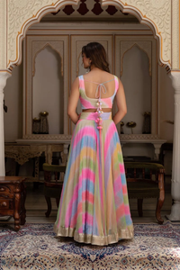 GULABI GALIYAN MULTICOLOR LEHERIYA GEORGETTE GOTA PATTI LEHENGA SET Femmes Kota Doria GOTA PATI Lehenga & Blouse Avec Dupatta - Product Image 2