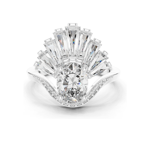 Bague en forme d'éventail pour femme avec diamant de laboratoire et moissanite 3.145 CT, clarté VVS-VS EF, or 18 carats, 14 carats, 10 carats et argent 925, rose - Product Image 3