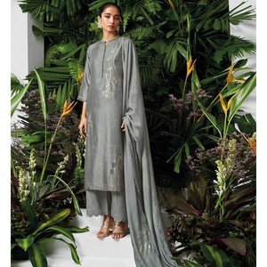 Conjunto de Kurta con bordado floral para mujer con estampado de aluminio Palazzo & Dupatta - Product Image 2
