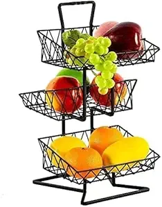 3-Tier Black Countertop Fruit <b>Basket</b> Stand for Kitchen <b>Storage</b> for Organizing Fruits - Product Image 2