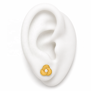 JJBRAVO Pendientes de Oro Macizo con Triple Disco y Perla de Agua Dulce AAA, Joyería Fina Moderna y Clásica para Mujer, Venta al por Mayor OEM ODM - Product Image 5