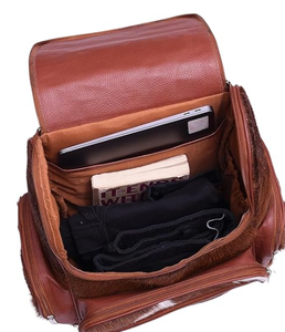 กระเป๋าเป้สะพายหลังหนังวัวแท้สำหรับ100% มีซิปหนังแท้สไตล์ตะวันตกสำหรับเดินทาง-ใช้ได้ทั้งชายและหญิงกระเป๋าเป้สะพายหลังแบบใส่ในที่รัดผม - Product Image 5