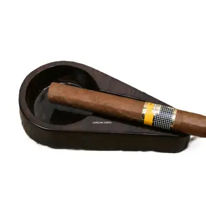 New Arrival 2024 Round Rustic Wood Cigar Ashtray with Rest or natural edge wood ash tray