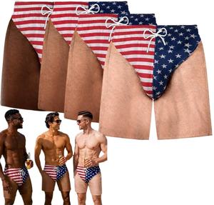 Shorts de bain sexy pour hommes, personnalisés, patriotiques, à taille élastique, imprimés, respirants, avec rembourrage amovible, séchage rapide, pour la plage - Product Image 1