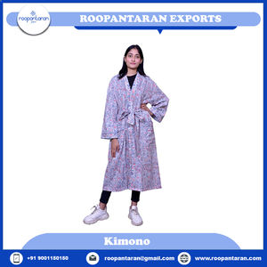 Ladies Summer Casual Vintage Kantha Handwork Pure Cotton Luxury Kimono Robe <b>Spaghetti</b> Strap Quick Dry Breathable Sale - Product Image 6