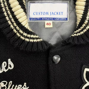 Chaqueta de Baloncesto de Lana Vintage Informal de Invierno con Patrón de Letras Bordadas, Estilo Cruzado y Bolsillo Delantero, Venta al por Mayor - Product Image 5