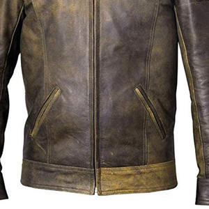 Chaqueta de cuero de PU informal para hombre de primavera y otoño con cuello redondo y cuello levantado procesamiento terminado Slim Fit - Product Image 5