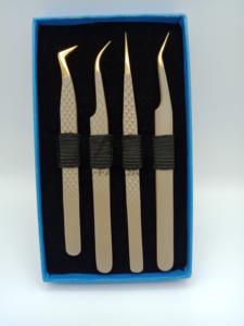 แหนบขนตาเพิ่มวอลลุ่มสีนู้ดสีทองปลายไฟเบอร์แหนบต่อขนตาสแตนเลสทนทานปรับแต่งโลโก้ได้ตามต้องการ - Product Image 4