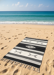 Fancy Modern Woven Cotton Plush Rectangle <b>Rug</b> with Machine Washable Floral Pattern for Home Camping Prayer & Picnic Use - Product Image 2