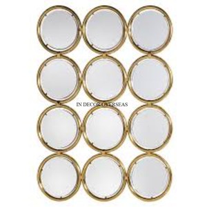 Último patrón llegada más elegante diseñador único de alta calidad chapado en oro de metal enmarcado forma redonda espejo de pared en el precio más bajo - Product Image 5