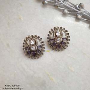 Purple Stone Moissanite <b>Fashion</b> <b>Earrings</b> - Product Image 4
