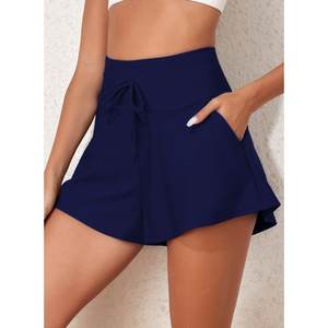 Pantalones cortos de entrenamiento de levantamiento de botines de cintura alta para mujer, transpirables de doble capa con bolsillos laterales para ocio al aire libre, Fitness y Yoga - Product Image 1