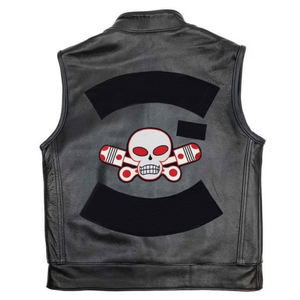 Design personnalisé hommes Vintage en cuir véritable broderie à la main écologique sans manches gilet respirant décontracté vêtements d'extérieur hiver - Product Image 2