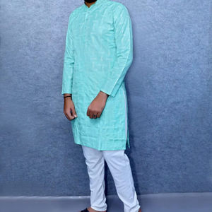 Alta Calidad Algodón hombres verde Paisley étnico indio tradicional elegante Kurta camisa tamaño personalizado Premium fiesta sin arrugas - Product Image 1