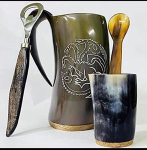 Jarra de cerveza personalizada de estilo vikingo, superventas, cuerno de búfalo doméstico, taza para beber, cuerno Vikingo, taza de cuerno de cristal, taza de cerveza Medieval - Product Image 2