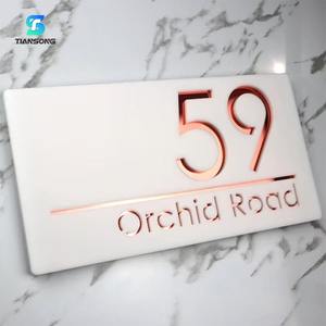 Panneau de numéro de maison en acrylique personnalisé Plaques de porte en acier inoxydable Plaques d'adresse en métal Panneau de numéro de porte flottant 40cm X 20cm <span class=keywords><strong>Plaque</strong></span> - Product Image 5