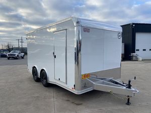 New Enclose <b>Trailer</b> 8.5x16 11.4K Aluminum Enclosed <b>Cargo</b> <b>Trailer</b> with White Out Package 2001-3000kg Payload Pewter for Sale - Product Image 2