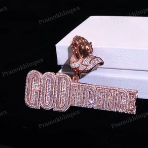 Collier personnalisable pour homme/unisexe, pendentif main en prière, en argent sterling, plaqué or rose, serti de moissanite, style hip-hop, avec fermoir à griffe - Product Image 2