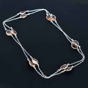 ชุดสร้อยคอมอร์แกนไนท์สีเงินรูปพีช925สเตอริ่งทำด้วยมืออันหรูหรามีขอบเป็นสร้อยคอแบบห้อยทำด้วยมือสำหรับเป็นของขวัญในงานเลี้ยงหมั้นของคริสเตียน - Product Image 5