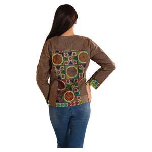 Chaqueta vaquera bordada de estilo Vintage a la moda para mujer, chaqueta bordada para fiesta de trabajo para otoño y primavera - Product Image 6
