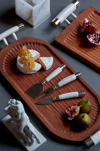 Luxury Wooden Food Serving Tray Set of 2 Different Sizes Bamboo Wood Dessert And <b>Chocolate</b> Serving Trays With Resin Handles - Product Image 6