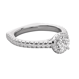 Anillo de Compromiso con Halo de Diamantes Cultivados en Laboratorio, Corte Redondo, en Oro Rosa de 14K, Estilo Elegante - Product Image 2