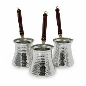 Ensemble de 3 pièces classique en cuivre Bakr pour Cezve avec design traditionnel lourd El Dvme - Product Image 1