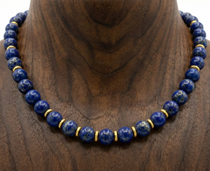 Collier pour femme en argent tibétain noué à la main de 18 pouces, plaqué or 925, labradorite, lapis-lazuli, perles, bijoux tendance, cadeau - Product Image 1