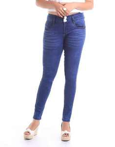 Jean décontracté pour femme en denim extensible, taille haute, respirant, séchage rapide, délavage clair, coupe droite, stock en gros - Product Image 5