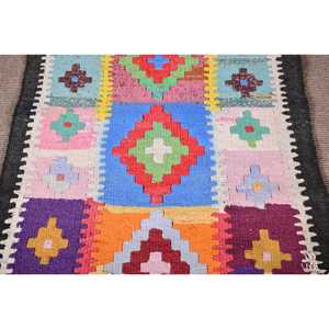 3x11.6 ft Turkish Rug, Vintage <b>Runner</b> Rug, <b>Red</b> Ikat Wool Rug - Product Image 3