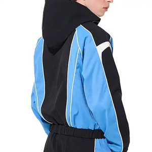 Chándal personalizado de nailon con cremallera para hombre, conjunto de chándal deportivo con logotipo bordado, conjunto cortavientos de dos piezas, chándal de manga larga para Fitness - Product Image 6